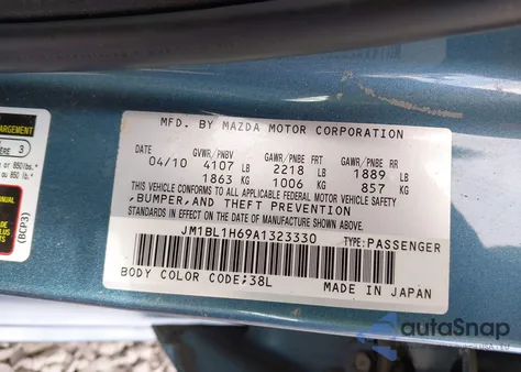 2010 Mazda Mazda3 S Sport from USA, damaged, VIN JM1BL1H69A1323330